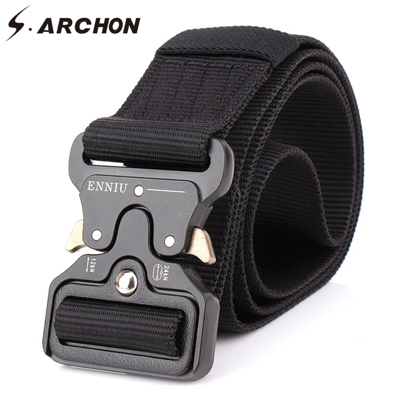 Kaufen S. ARCHON Militärische Ausrüstung Taktische Gürtel Männer Nylon Knock Off Metall Schnalle Armee Gürtel Strap Heavy Duty Soldat Kampf Taille Gürtel