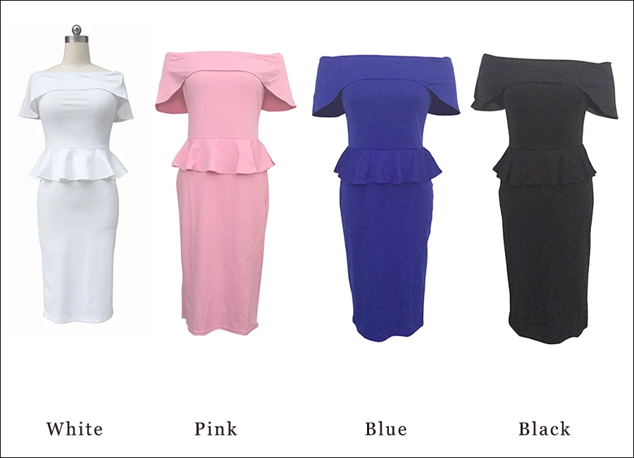 Gladiolus 2018 Summer Slash Neck Off The Shoulder Knee-Length Bodycon Ruffles Office Lady Dress Elegant Party Dresses vestidos  (24)