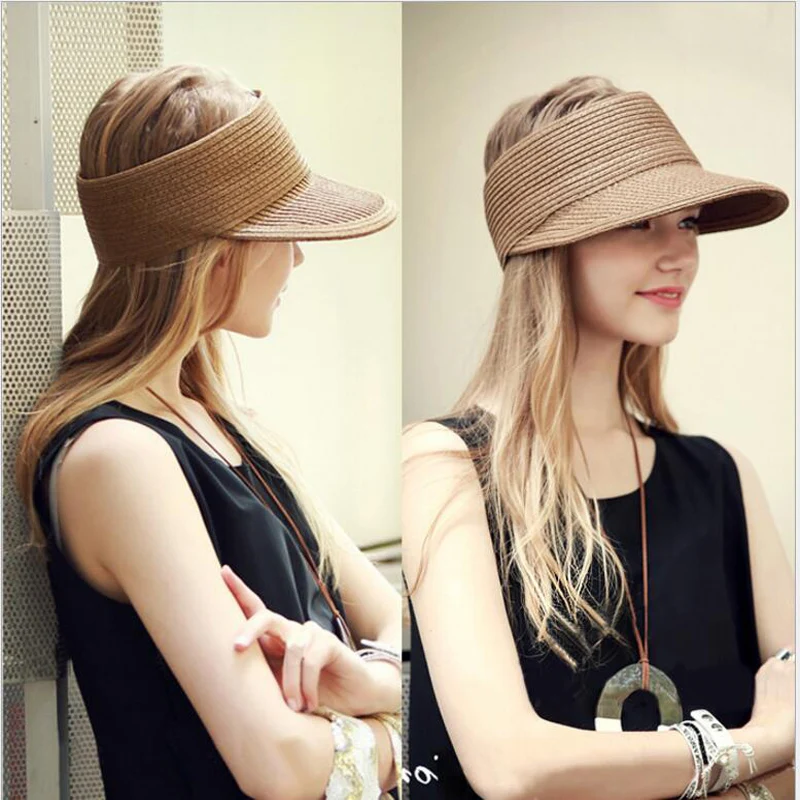

2018 New Empty Top Snapback Hat For Women Fashion Straw hat Summer Cap Sunscreen sun hat Outdoor Foldable Beach hat