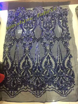 

Latest African Wedding Lace 2017 High Quality Indian Fabric Y434 Sequins French Net Lace Fabric For Party Dress