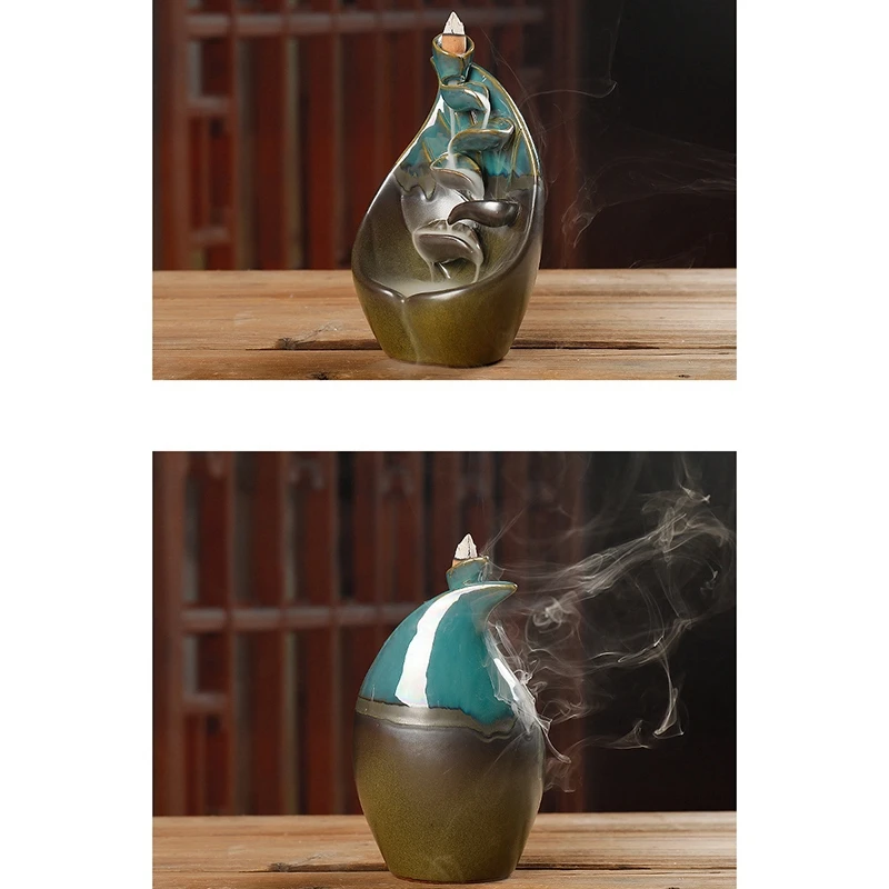 Backflow Incense Burner Ceramic Aromatherapy Furnace Lotus Smell Aromatic Home Office Incense Crafts Incense Holder