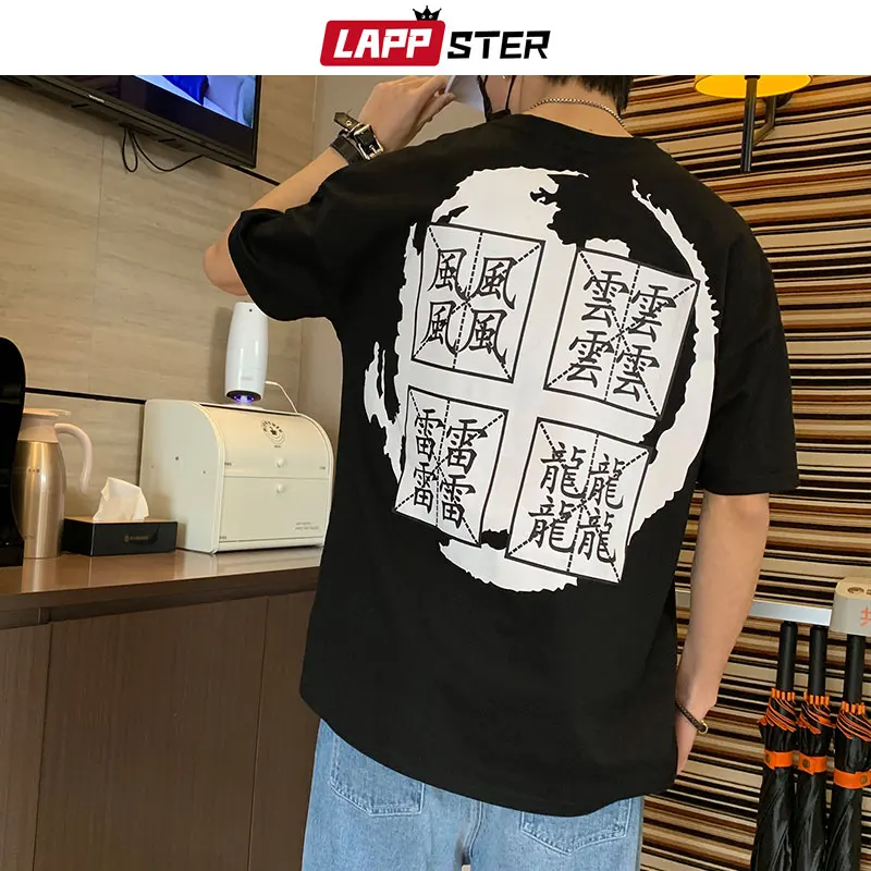 

LAPPSTER Men Letter Streetwear T Shirt 2019 Harajuku Japanese Streetwear Hiphop TShirt Male Korean Fashion Tops Ulzzang Clothes