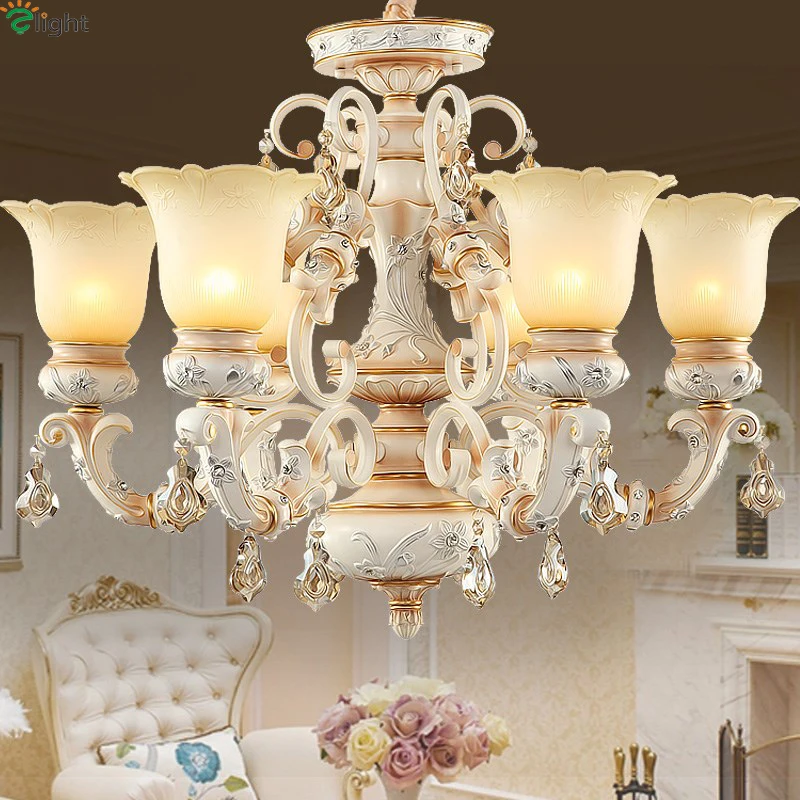 

Europe Retro Lustre Crystal Led Chandeliers Lighting Resin Living Room Led Pendant Chandelier Lights Dining Room Hanging Light