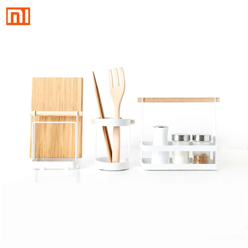 

Xiaomi Simple Kitchen Storage Rack Set Condiment Tableware Atand Chopping Board Rack Kitchen Bathroom Shelves Accessories