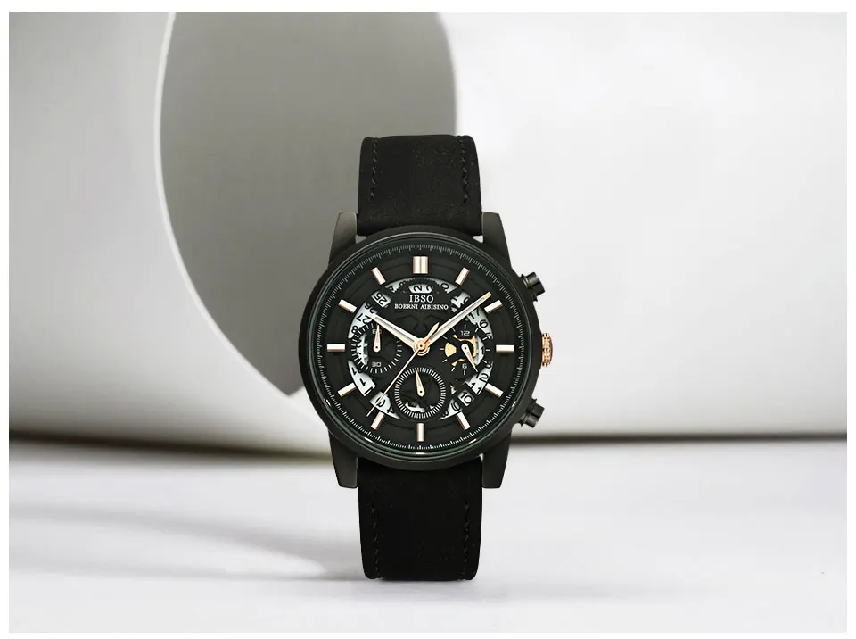 IBSO, брендовые новые мужские часы с вырезами,, календарь, секундомер, многофункциональные спортивные кварцевые часы для мужчин, Relogio Masculino