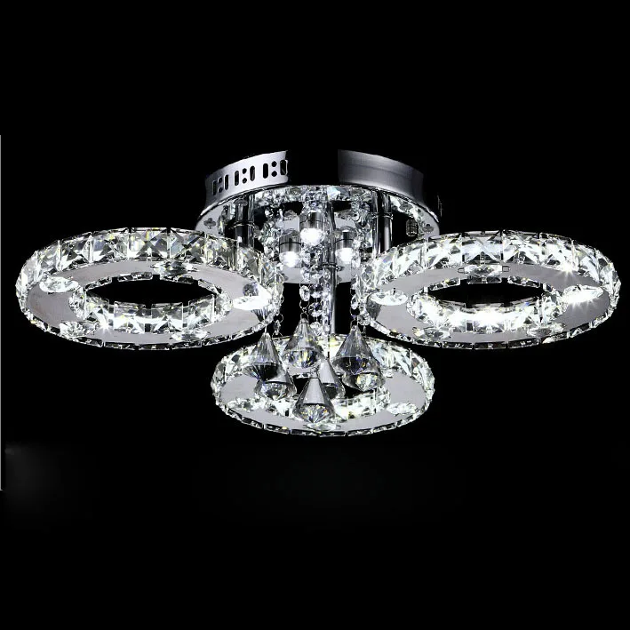 

Ecolight Led Ceiling Light Led Ceiling Lamp Crystal 3 Rings with Deco Blue/Red leds on Backplate 220-240V with Remoter control