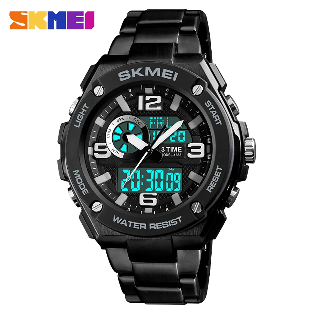 

SKMEI 1333 Sport Analog Digital Watch Men Waterproof Sportwatch Quartz Mens Watches Male Backlight Countdown Sports Wristwatch