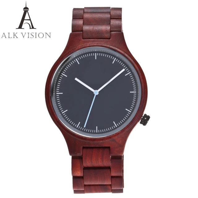 ALK VISION Top Brand Designer Men and Women Wood Watch Red sandal Wooden Quartz ALK VISION Top Brand Designer Men and Women Wood Watch Red sandal Wooden Quartz
