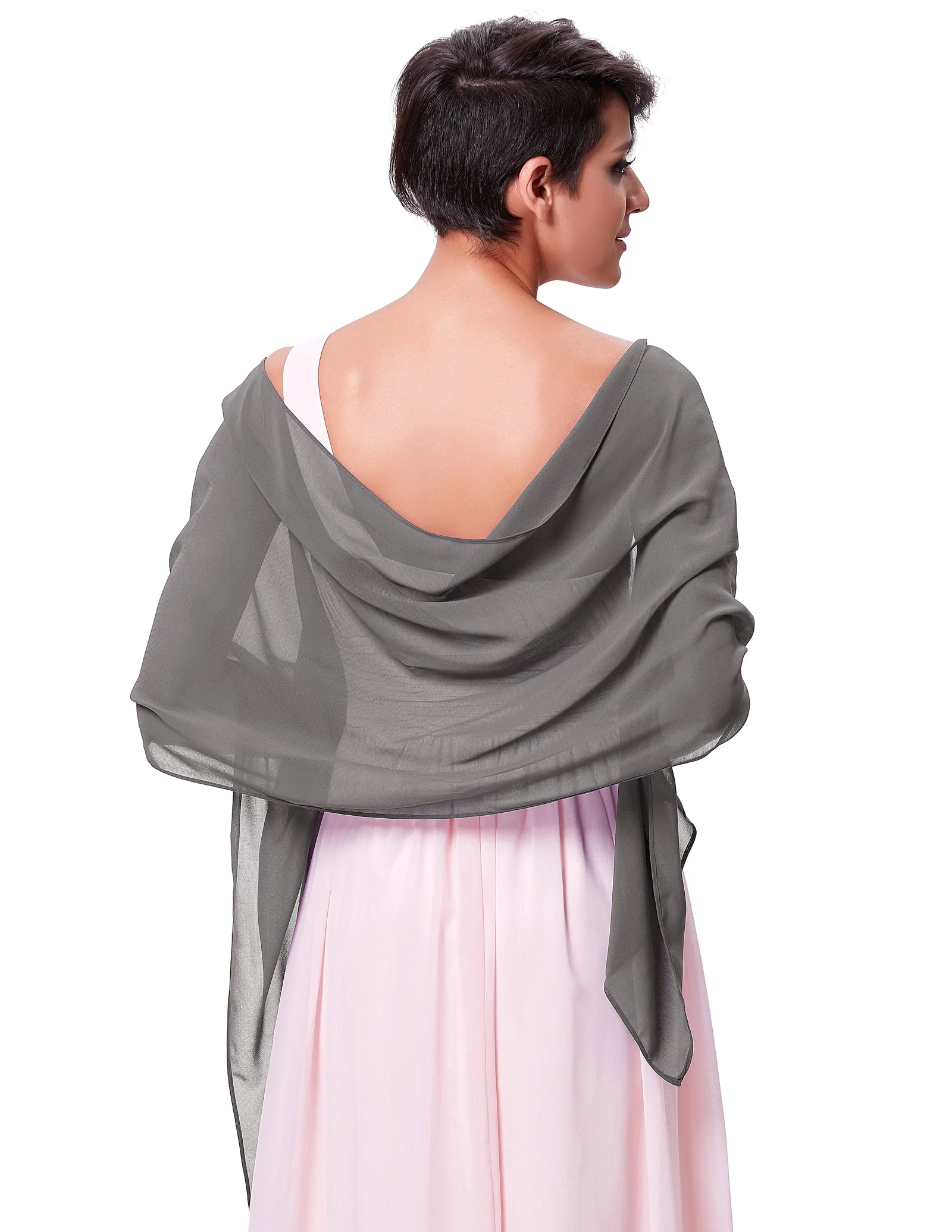 Dark Gray 72*1" шифоновая шаль для невесты, вечерние платья для выпускного вечера, элегантная мягкая и удобная шаль, шарф, шейный платок - Цвет: Dark Gray