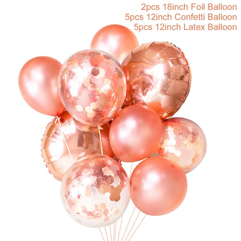 Rose Gold Confetti Latex Balloons Set Star Heart Foil Baloon Birthday Party Decorations Kids Wedding Ballon Baby Shower Supplies