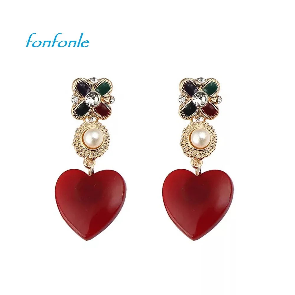 

Retro-Exaggerated Multi-Layer Loving Ear Nail Personality Resin Long Earrings