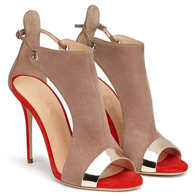 MORAZORA/; большие размеры 35-45; женские сандалии-гладиаторы; летние туфли из флока на высоком каблуке-шпильке с пряжкой; пикантные модные свадебные туфли - Цвет: Красный