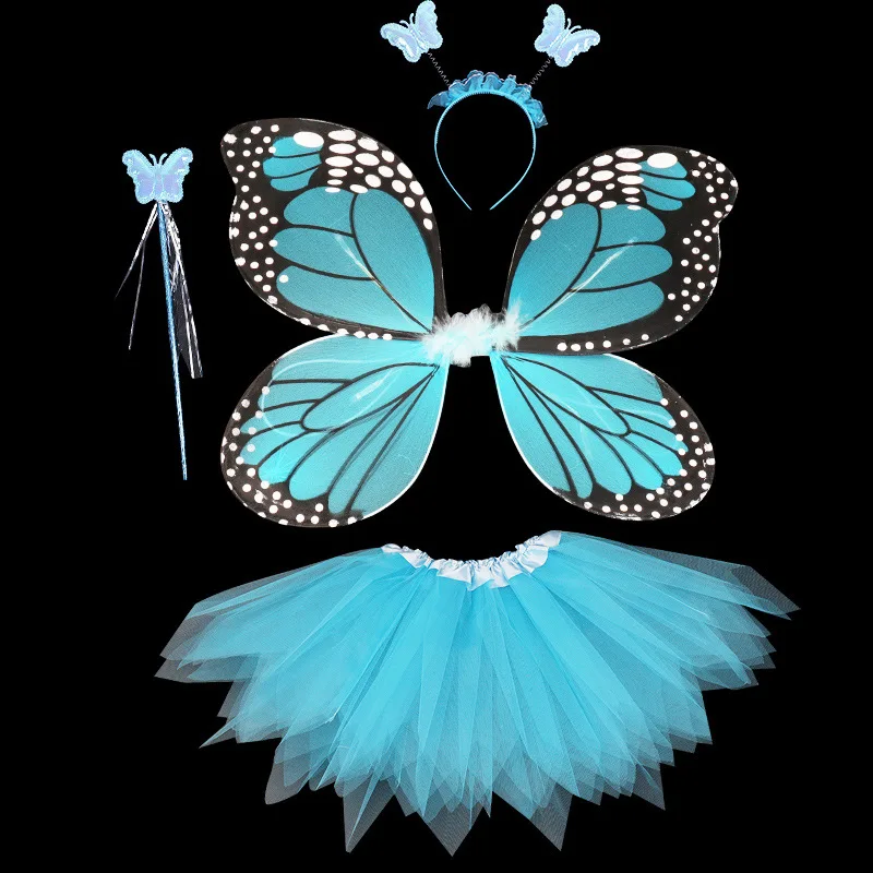4Pcs Halloween Cosplay Fairy Angel Wings Insect Theme Costume For Kids Girls Butterfly Wings Costume Performance Dress cosplay costume