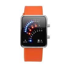 Rectangle Digital LED Watches Silicon Electronic Wristwatches for Women with LED Light High Quality OrangeRed 235x24mm