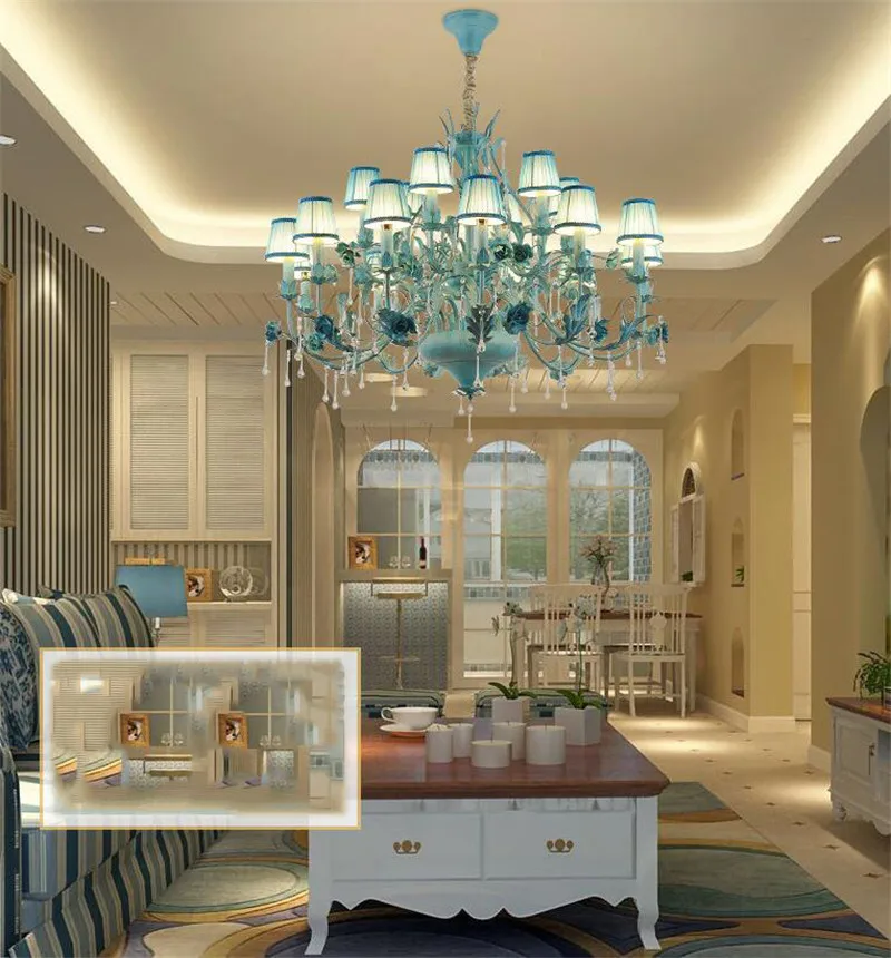 Luxury crystal blue pendant light (12)