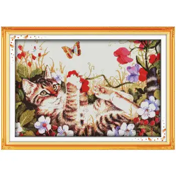 

Leisure cat Counted Cross Stitch 11CT 14CT Cross Stitch Set Wholesale Animals Cross-stitch Kit Embroidery Needlework