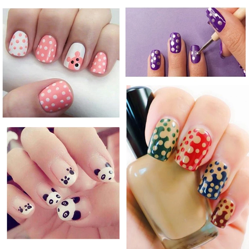 Elecool 1pcs 2 Way Design Manicure Dotting Pen Tools Flat Painting Elecool 1pcs 2 Way Design Manicure Dotting Pen Tools Flat Painting Nylon Brush Nail Art Kit Colors In From Beauty