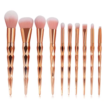 

Pro 10Pcs/set Diamond Handle Cosmetic Makeup Brushes Set Power Foundation Blush Eye Shadow Contour Blending Lip Brush Tool Kits