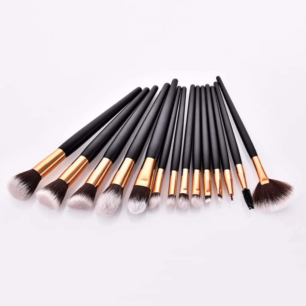 14 PIECE Black Makeup Brushes Set Face Foundation Powder Blush Contour Eye Shadow Lipstick Cosmetic Beauty Make-up Brush Kit (4)