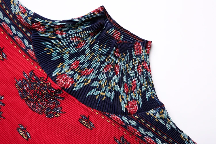 Лидер продаж Miyake fold винтажное платье с принтом в три четверти прямое платье доступно