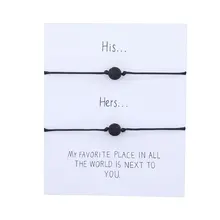 2 шт простые 8 мм черные браслеты из лавы энергетический черный браслет с нитью для нее подходящие для пары браслеты с пожеланиями подарок для мужчин и женщин