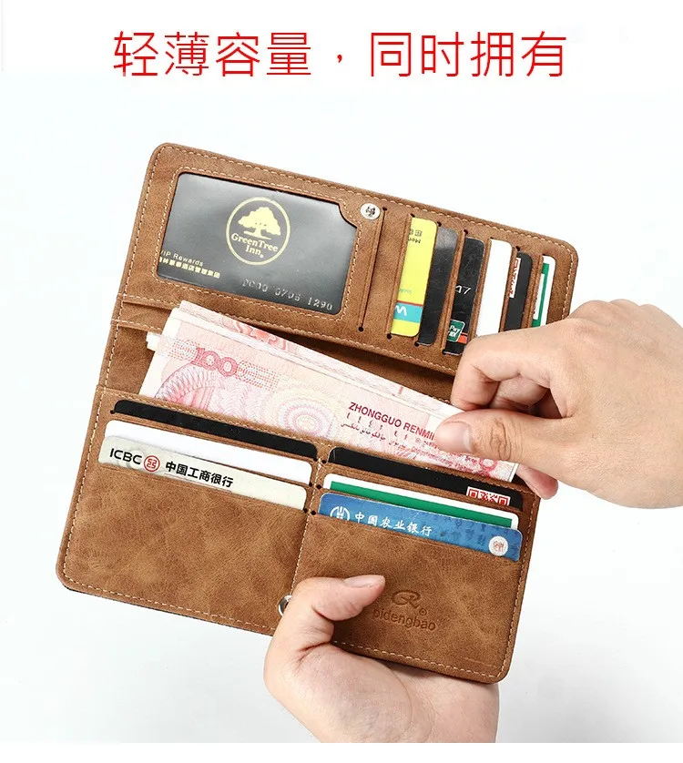 Canvas Denim Men's Long Wallet Fashion Casual Business Male Student Jean Fabric Money Purse With Card Holder Wallets 2 Fold (9)