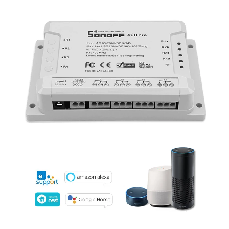 SONOFF 4CH Pro R2 Wifi Пульт дистанционного управления светильник выключатель питания RF 433