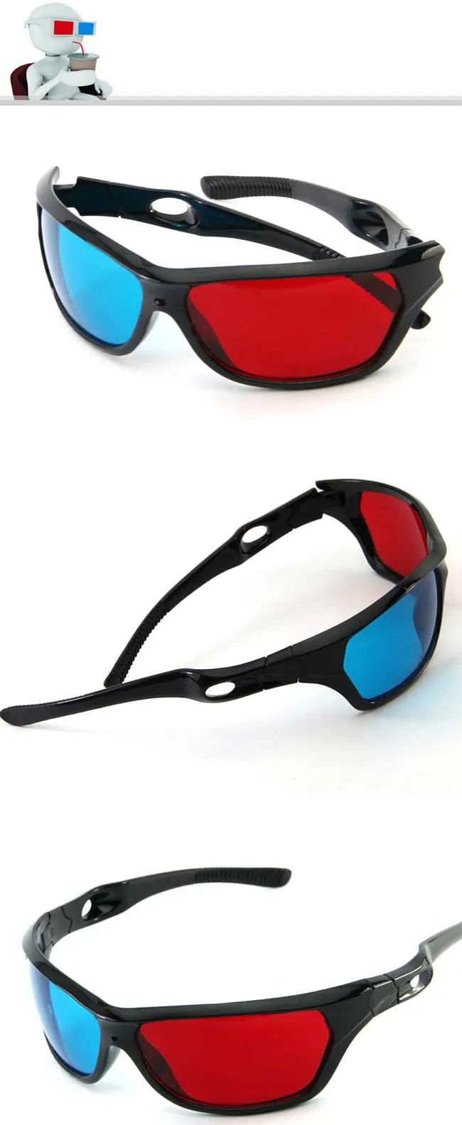 ZUCZUG Новая черная оправа универсальные 3D пластиковые очки/Oculos/красный синий голубой 3D стекло анаглиф 3D кино игры DVD видения/кино