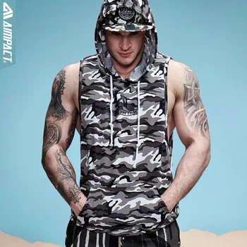 

Aimpact Cotton Camouflage Tank Tops Hoodie Fitness Mens Bodybuilding Workout Tee US Size Crossfit Muscle Male Activewear AM1009