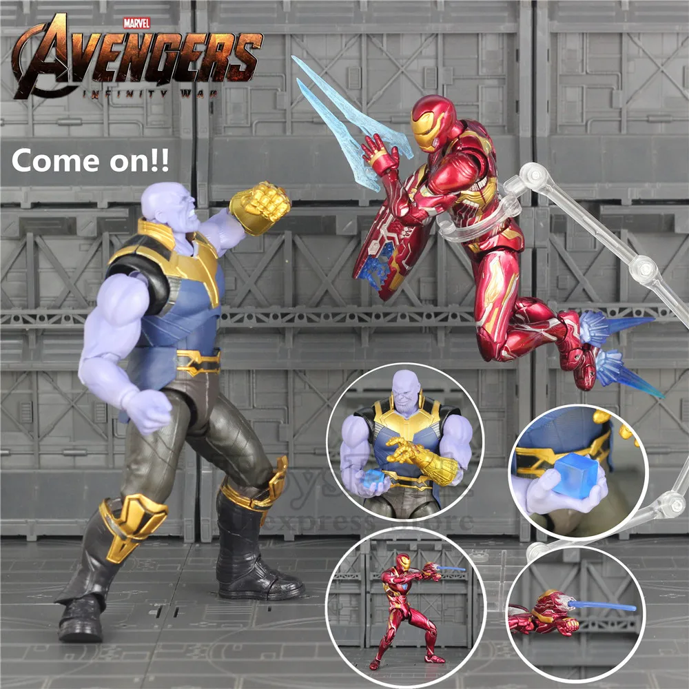 

Marvel Endgame Thanos Iron Man MK50 MK85 Mark 85 6" Action Figure Tesseract MCU Stones Avengers Infinity War KO's SHF Toys Doll