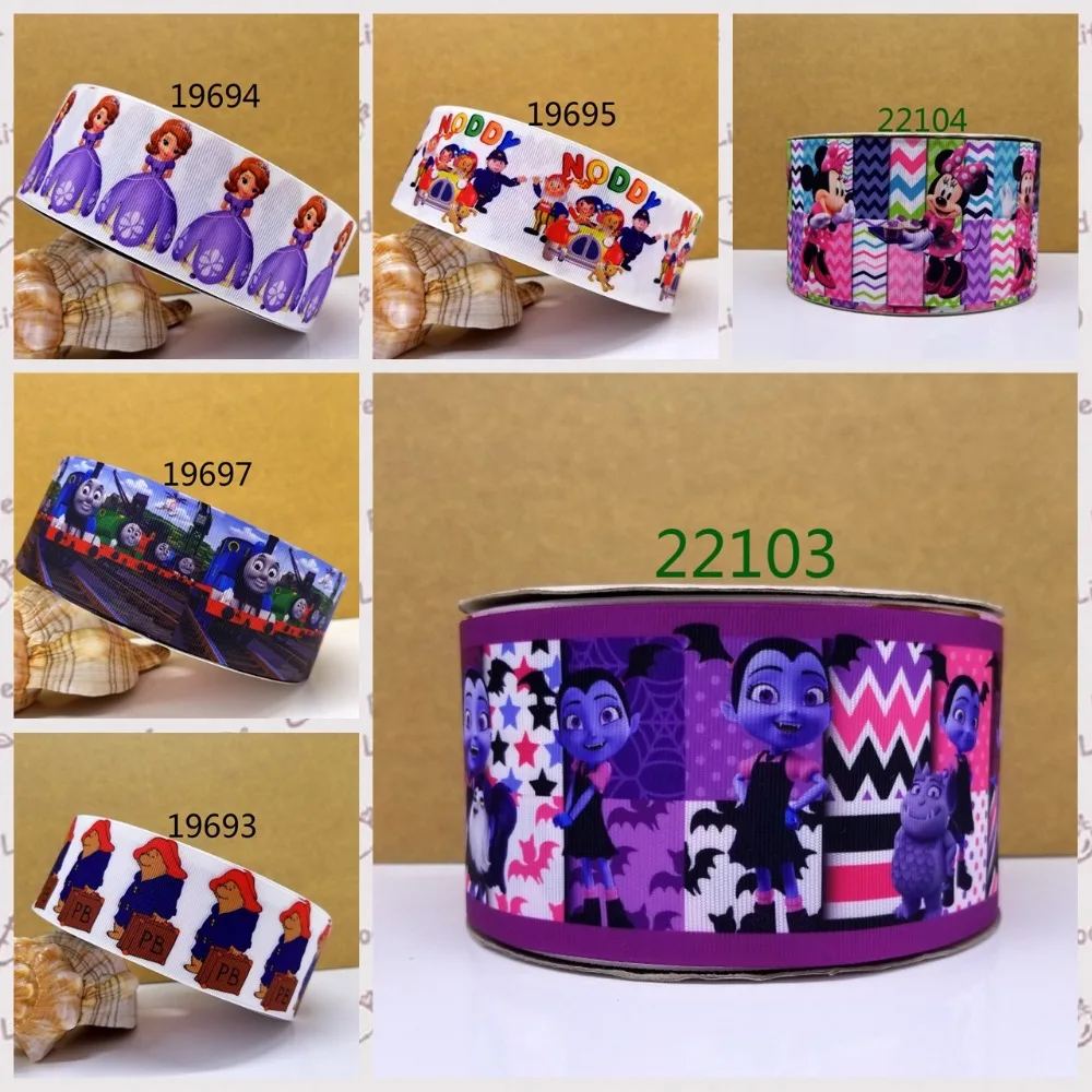 

Cartoon printed grosgrain ribbon ,satin ribbon 10 yards . 19693-