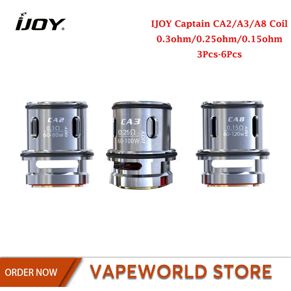 

3Pcs/6Pcs Original IJOY Captain CA2/A3/A8 Coil 0.3ohm/0.25ohm/0.15ohm Core Head For Captain Subohm Tank Electronic Cigarettes