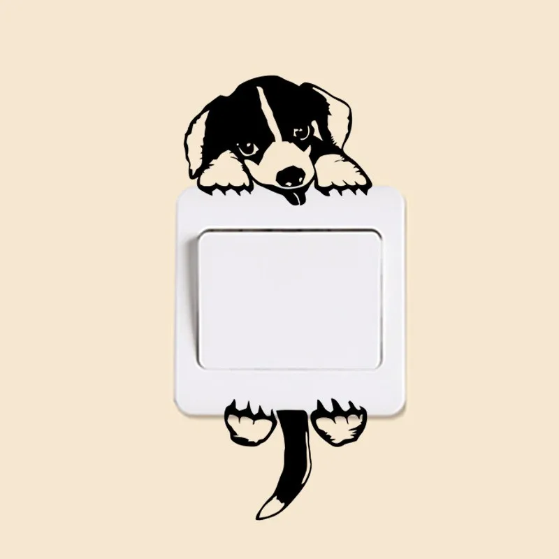 Cats Dogs Stickers Switch Stickers for Wall Home Decoration Bedroom Interior DIY Decoration Diy Self-adhesive Vinyl Wall sticker