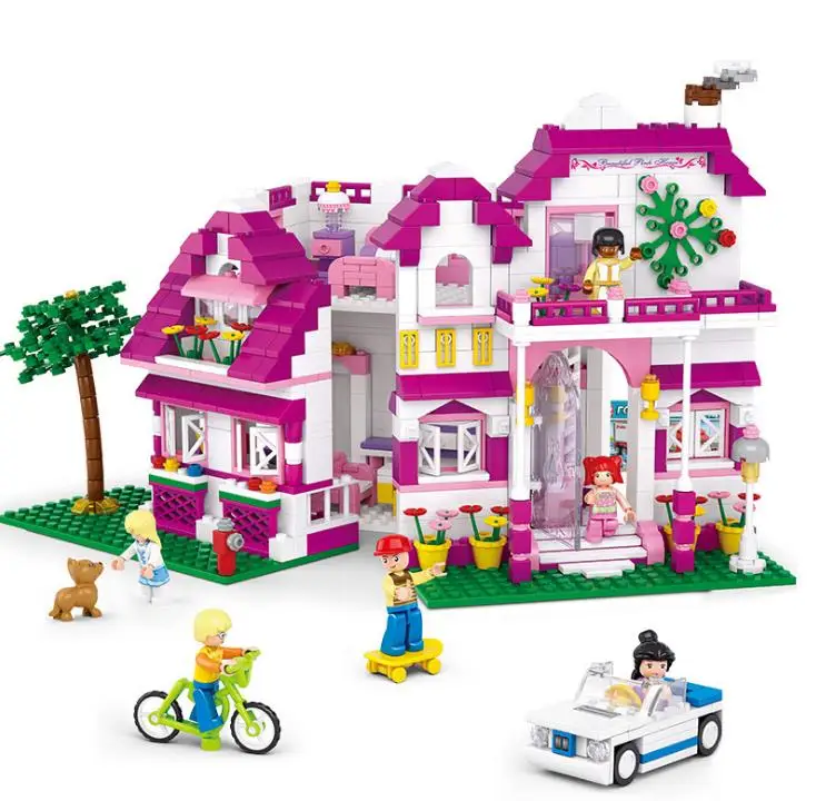 Sluban 0536 726pcs friends Pink Dream Series Sunshine Villa Building