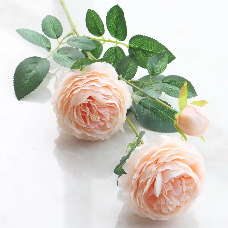 Kyunovia Роза, украшение, искусственные шелковые цветы, листья, 3 головки, длинные розы, бархат, роза, Свадебный праздник Декор дома, KY39