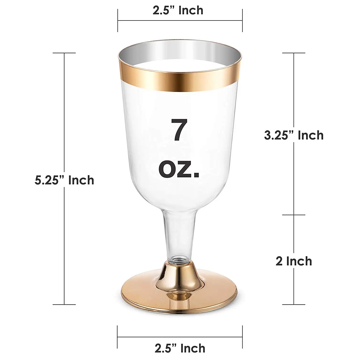 Одноразовые бокалы для вина в оправе из розового золота 7 унций. высококачественное прозрачное твердое пластиковое модное вино Cups-25Pack