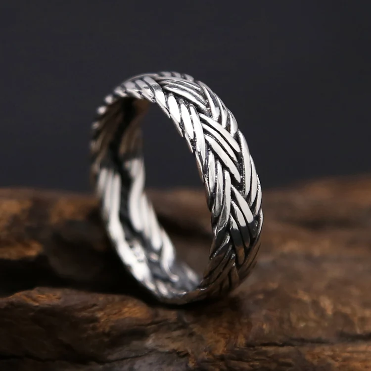 

Solid 925 Sterling Silver Weave Rings Men Women Simple Band Triple Strand Braided Romantic Lovers Thai Silver Rings 925 Jewelry