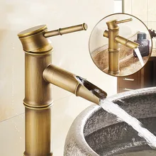 Новый Дом Украшения Ручка Одна Ванная Комната Раковина Кран Антикварной Бамбука Смеситель для ванны, Смеситель Старинные Горячей/Холодной Воды Кран Латунный Ю. С.