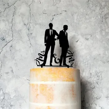 

Groom and Groom Silhouette Wedding Cake Topper Mr & Mr Cake topper Wedding Male Couple Wedding Decorations