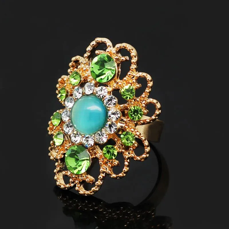

free drop shipping brand hot popular opal cat eye natural stone rhinestones adjustable ring finger fashion jewelry women wedding