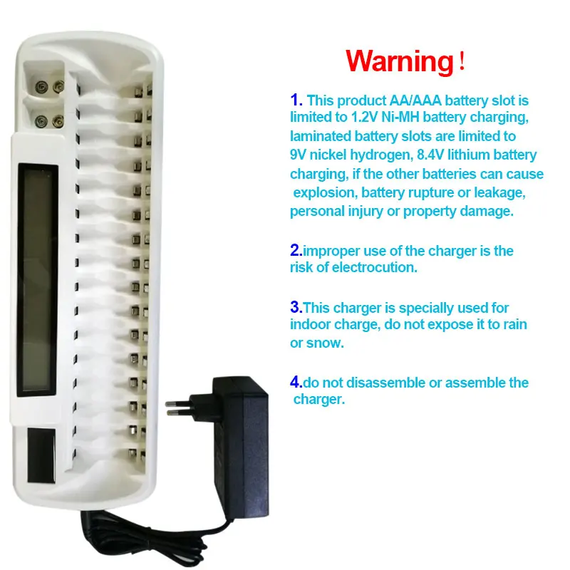 

16 Slots LCD Smart Battery Charger 16-bay Chargers for AA AAA Ni-MH Ni-Cd JLRL88