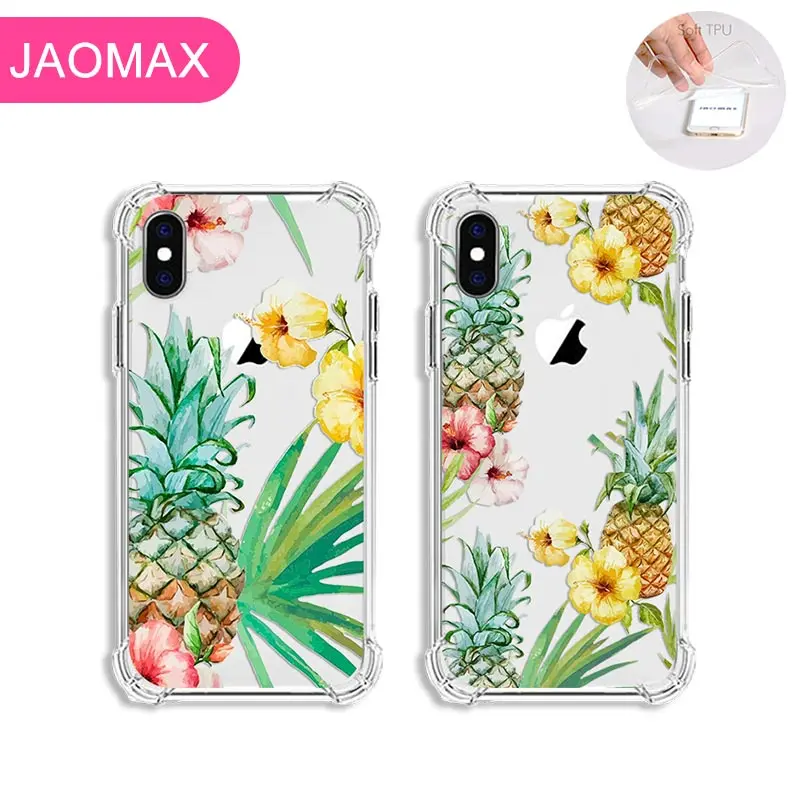 

Jaomax Soft Silicone Clear Shockproof Pineapple Covers For iPhone 11 Xs Max 7 8 6S Plus Xr 5S SE Floral Fruits Case Capa Fundas