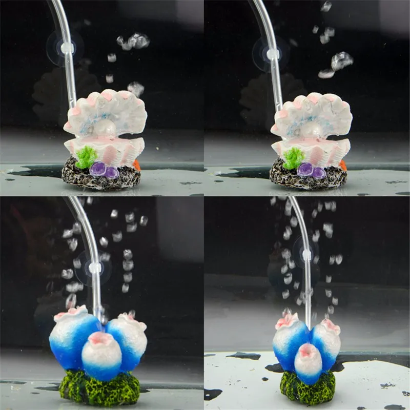 Flower Shape Aquarium Decoration Ornament Oxygen Pump Air Bubble Stone Air Pump Drive Fish Tank Toy for 4mm Tube