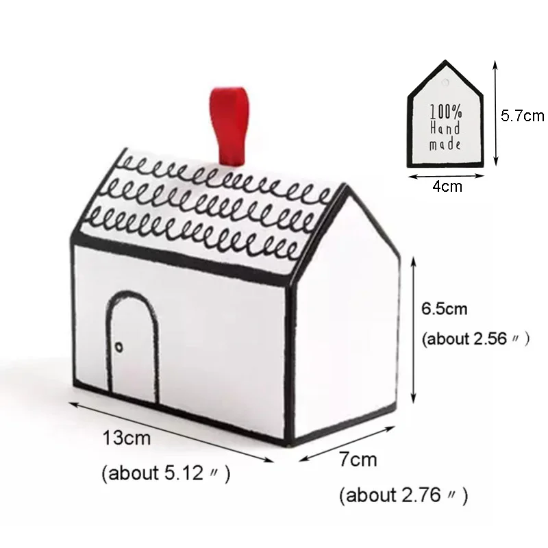 2 комплекта белая подарочная коробка в форме дома с Рождеством ручной работы, коробка для печенья, шоколада, конфет, подарочные упаковочные коробки, бумажные бирки