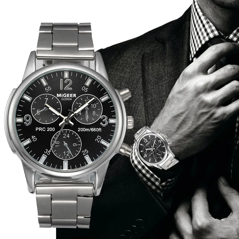 Модные Мужские Аналоговые кварцевые наручные часы из нержавеющей стали с кристаллами, лучший бренд, роскошные модные деловые спортивные повседневные наручные часы