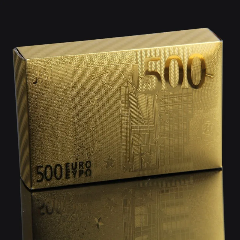 Goedkoop Euro Plastic Kaart 24 k Gold Speelkaarten PVC Waterdichte Plastic Speelkaart Club Game Speelkaarten Vergulde Dek Gift