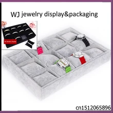 Горячая Распродажа качественные бархатные часы Органайзер Стенд чехол браслет ножной браслет держатель Браслет Дисплей лоток коробка для хранения с 12 подушками