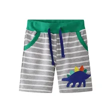 Jumping meter/шорты для маленьких мальчиков летние детские штаны с карманами и аппликацией динозавра детские шорты в полоску с животными