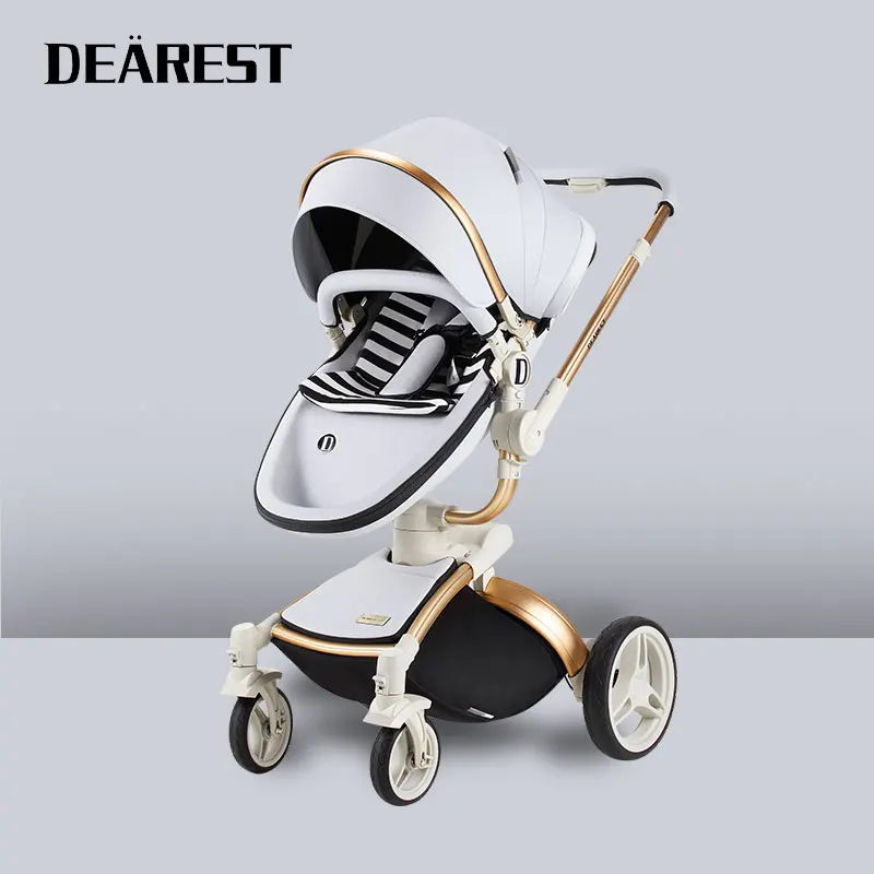 

Dearest Luxury high landscaper baby stroller 2 in 1 With Leather Material