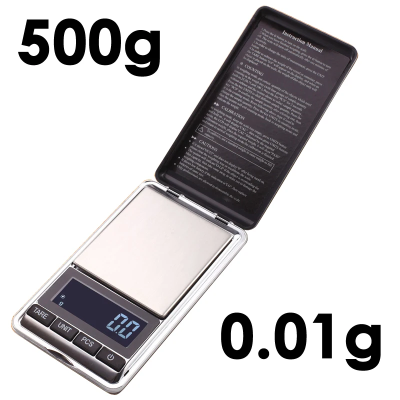 

500g / 0.01g 0.01 Gram Mini Electronic Scale Precision Portable Pocket LCD Digital Jewelry Scales Weight Balance Gold